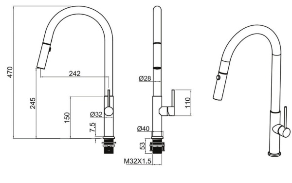 Смеситель для кухни Allen Brau  5.60002-SS без подключения к фильтру хром