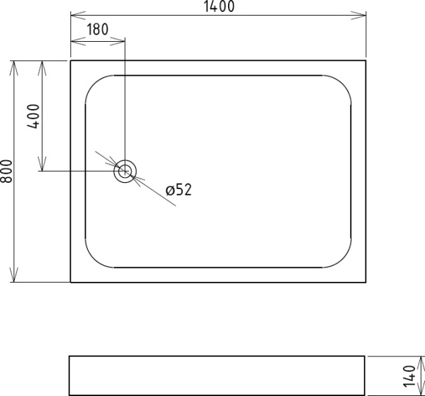 Душевой поддон низкий Gemy  ST14B прямоугольный акрил 140x80 белый