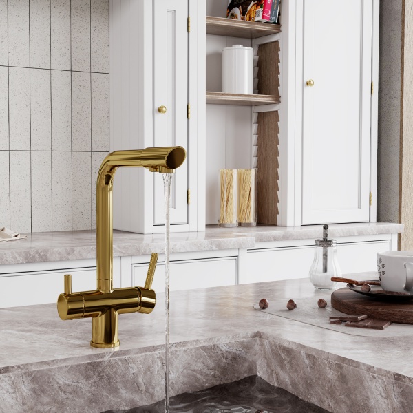 Смеситель для кухни Wasserkraft  A8377 с подключением к фильтру золото