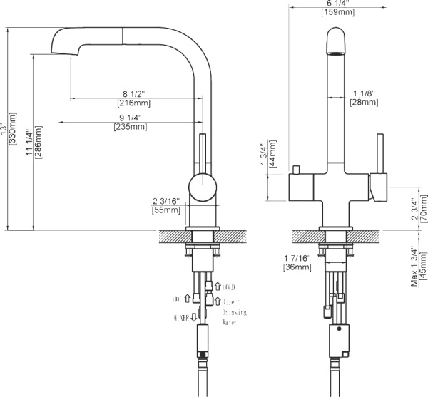 Смеситель для кухни Timo Saona 2346/02FL с подключением к фильтру бронза