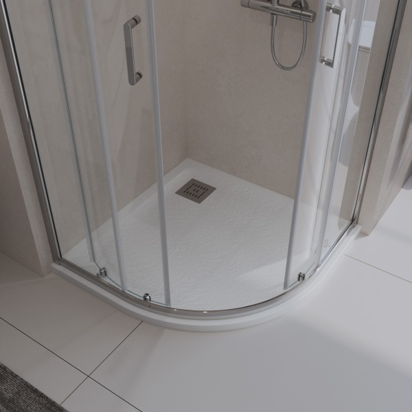 Душевой поддон низкий BelBagno Uno TRAY-MR-UNO-R-90-550-35-W-CR четверть круга литьевой мрамор 90x90 белый