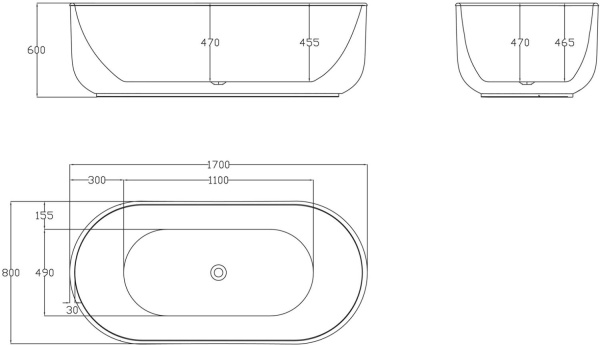 Акриловая ванна BelBagno  BB401-1700-800 170x80