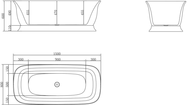Акриловая ванна BelBagno  BB400-1500-800 150x80