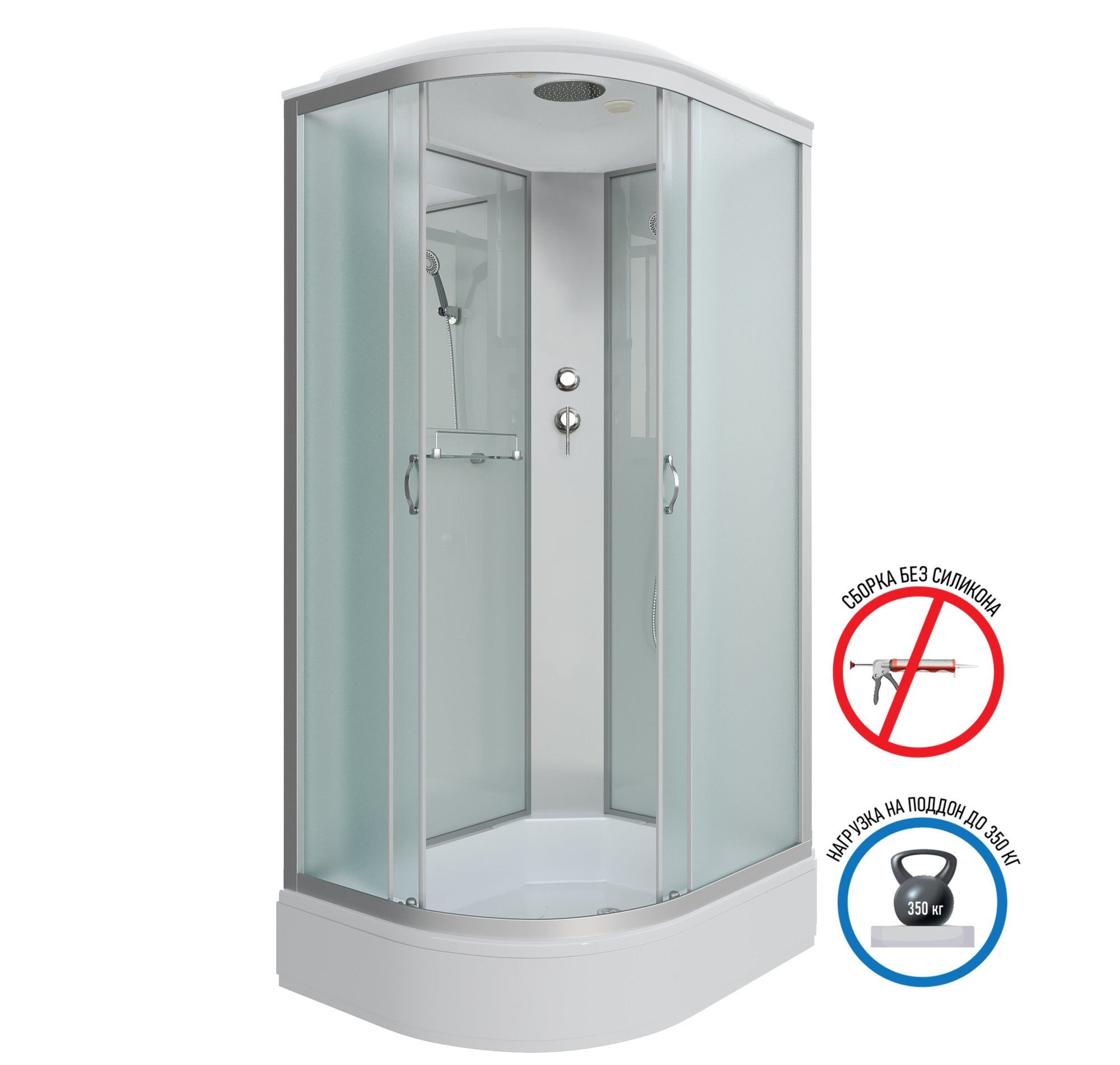 Душевая кабина с крышей Niagara Classic NG-33394-14R асимметричная  130x90 стекла матовые, профиль матовый хром