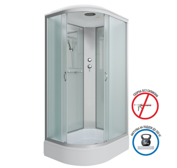 Душевая кабина с крышей Niagara Classic NG-33394-14R асимметричная  130x90 стекла матовые, профиль матовый хром
