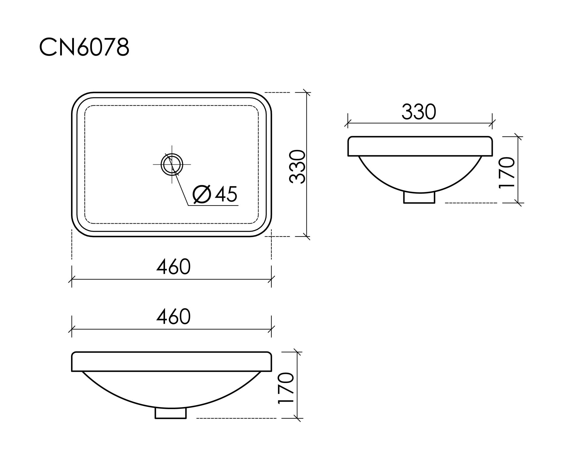 Раковина встраиваемая сверху прямоугольная Ceramica Nova Element CN6078 фарфор цвет белый