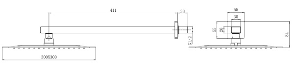 Верхний душ с настенным кронштейном Allen Brau Infinity 5.21A19-31 черный матовый 