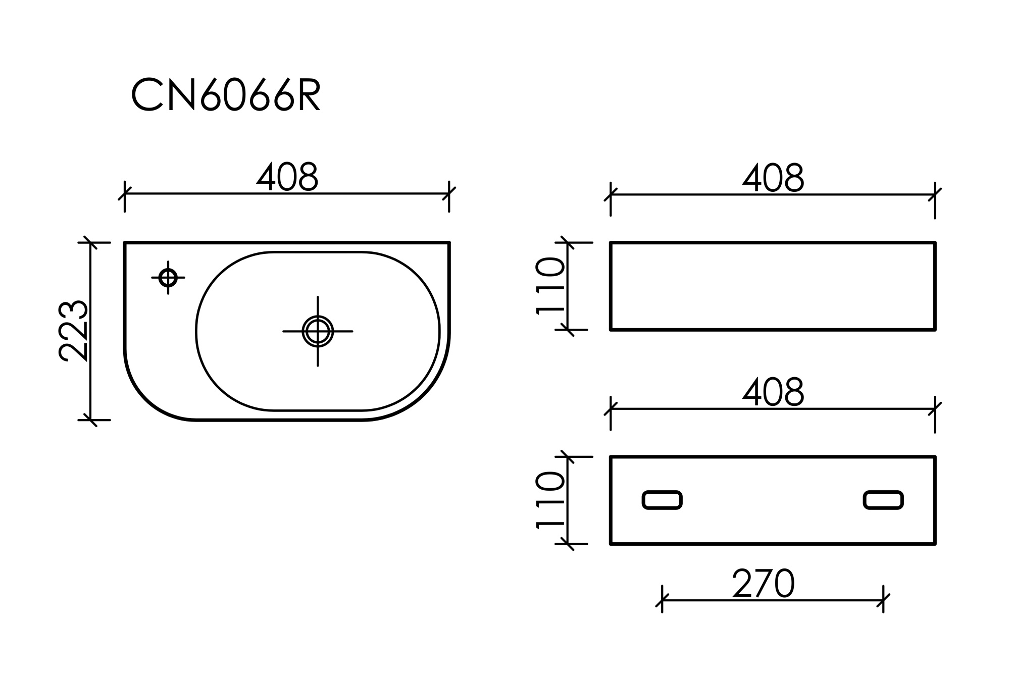 Раковина подвесная прямоугольная Ceramica Nova Element CN6066R фарфор цвет белый