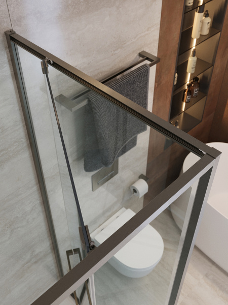 Душевой угол Cezares Lux LUX-A-FS-1-90-C-GM квадратный 90x90 стекла прозрачные, профиль оружейная сталь