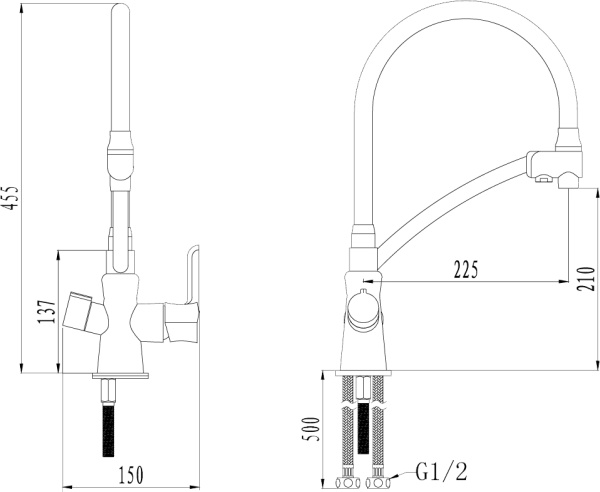 Смеситель для кухни Lemark Comfort LM3070C с подключением к фильтру хром/черный