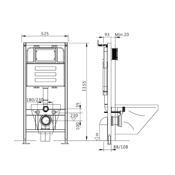 Инсталляция для подвесного унитаза Maretti  AC11P5211 механическая