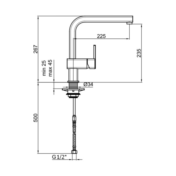 Смеситель для кухни Webert Dado DA920302015 без подключения к фильтру хром