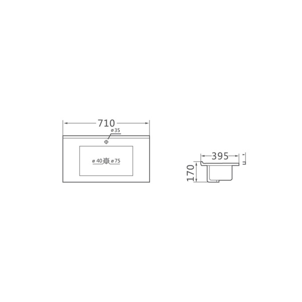 Раковина мебельная прямоугольная Vincea  VBS-13970S1 фарфор цвет белый