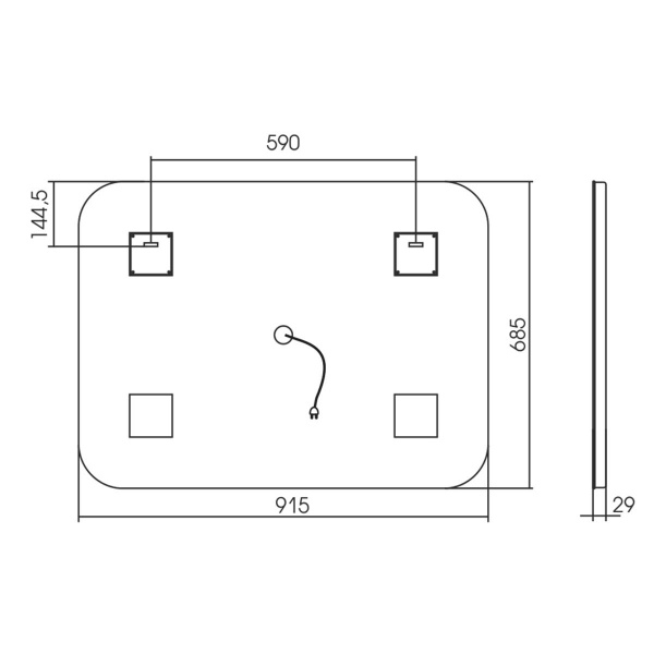 Зеркало для ванной комнаты Vincea  VLM-2A915 90x70 с подсветкой