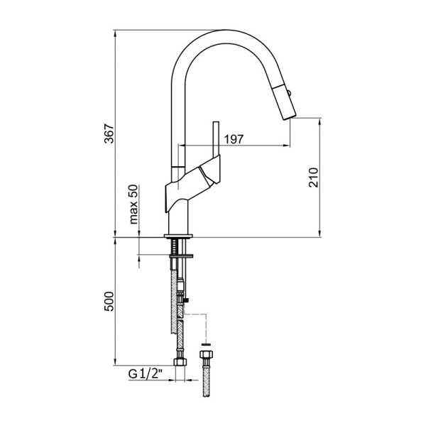 Смеситель для кухни Webert Habitat HB940302015 без подключения к фильтру хром