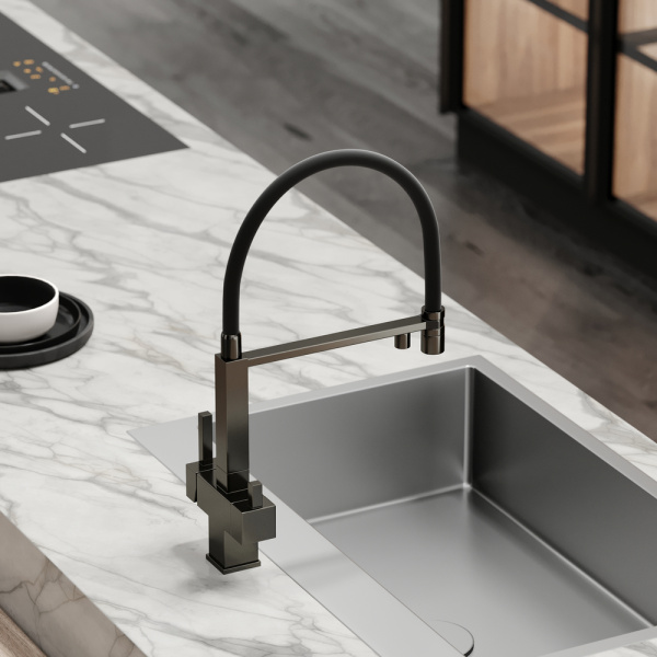 Смеситель для кухни Sancos Moro SC4006GG с подключением к фильтру вороненая сталь/черный