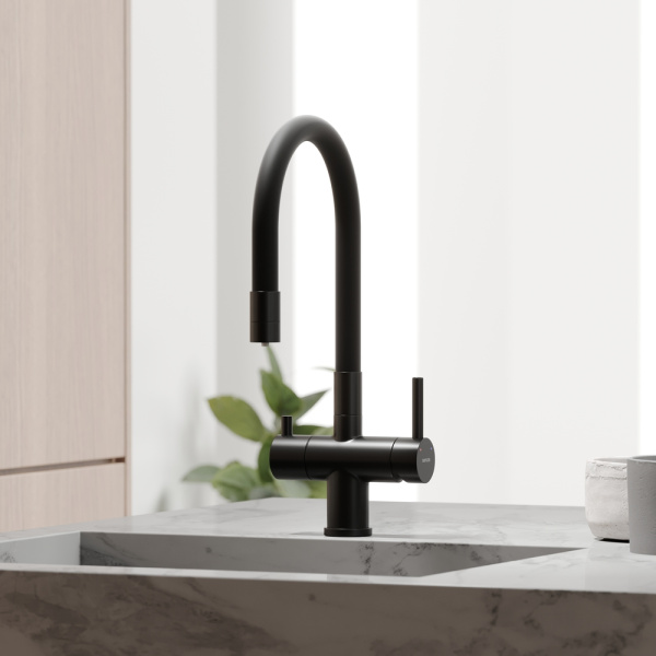 Смеситель для кухни Sancos Lucia SC4004MB с подключением к фильтру матовый черный/черный