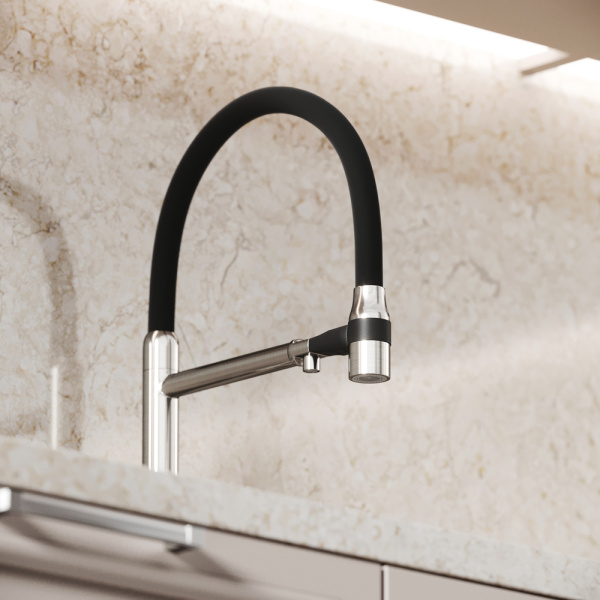 Смеситель для кухни Sancos Garda SC4009BN с подключением к фильтру брашированный никель/черный