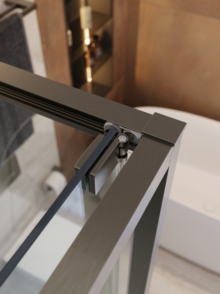Душевой угол Cezares Lux LUX-A-FS-1-90-C-GM квадратный 90x90 стекла прозрачные, профиль оружейная сталь