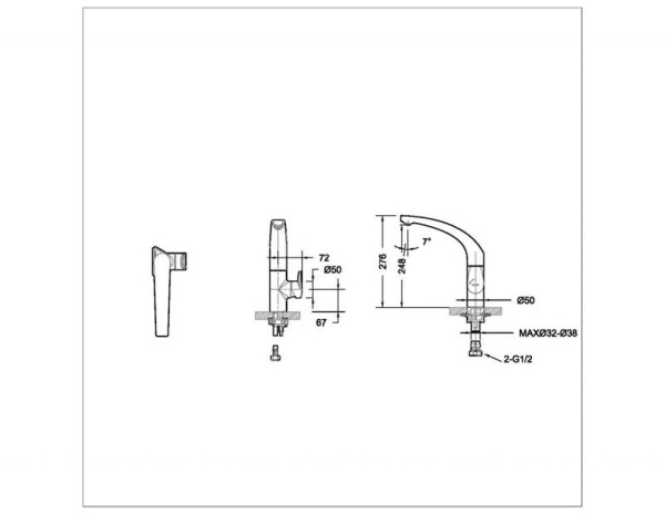 Смеситель для кухни Bravat Nizza F7353387CP-RUS без подключения к фильтру хром