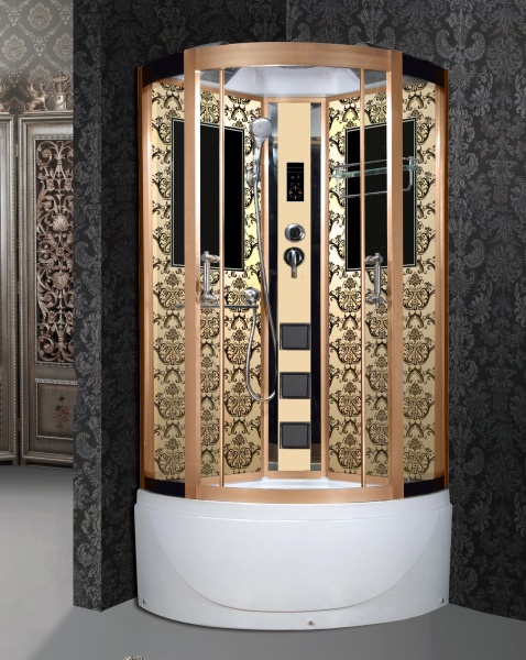 Душевая кабина с крышей Niagara Luxe 7710G четверть круга   стекла , профиль золото
