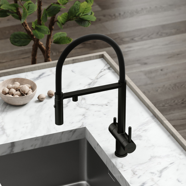 Смеситель для кухни Sancos Imola SC4010MB с подключением к фильтру матовый черный/черный