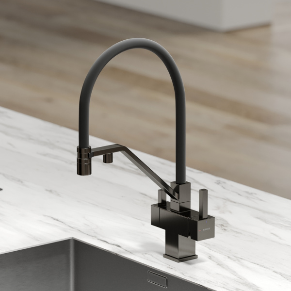 Смеситель для кухни Sancos Loro SC4007GG с подключением к фильтру вороненая сталь/черный