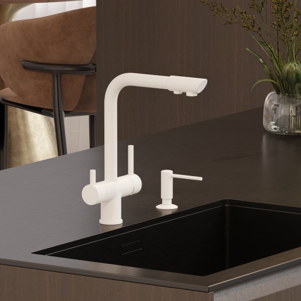 Смеситель для кухни Wasserkraft  A8357 с подключением к фильтру белый