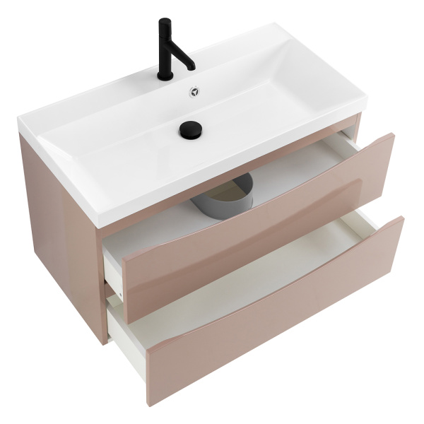 Тумба под раковину подвесная BelBagno Marino MARINO-900-2C-SO-CL-P 90 см  2 ящика цвет Capucino Lucido 