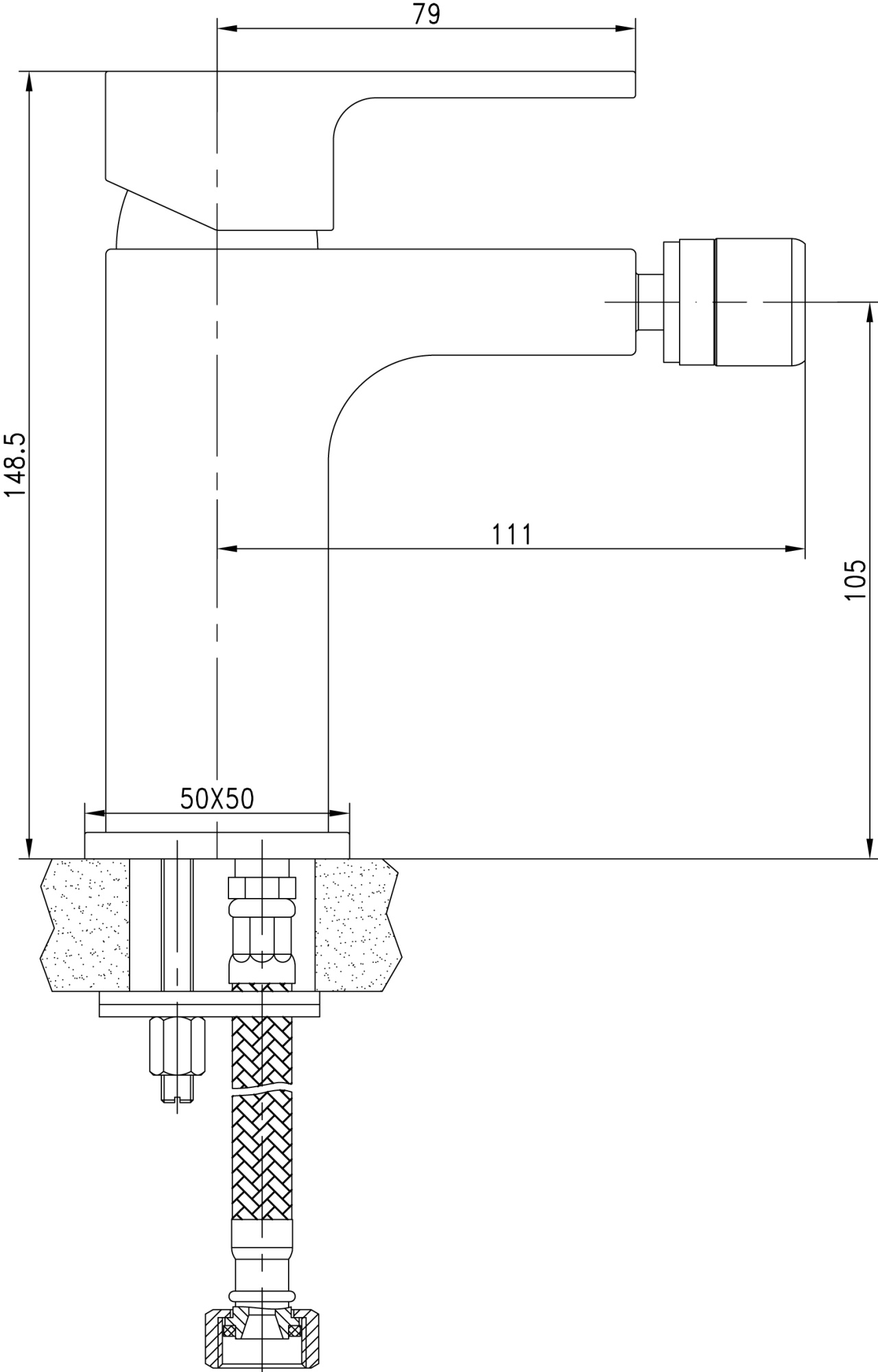 Смеситель для биде Aquanet Cubic SD90444-2 латунь 
