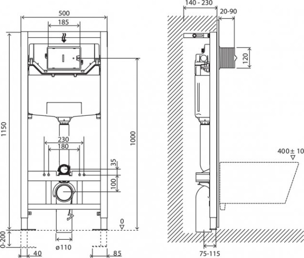 Инсталляция для подвесного унитаза BelBagno  BB001-120 механическое