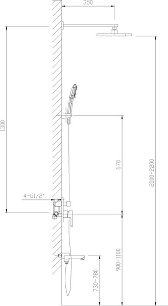 Душевая система со смесителем Timo Selene SX-3069/00SM(1113) монтаж встраиваемая в стену без термостата хром