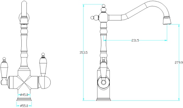 Смеситель для кухни Boheme Tradizionale Chromo 113 с подключением к фильтру хром