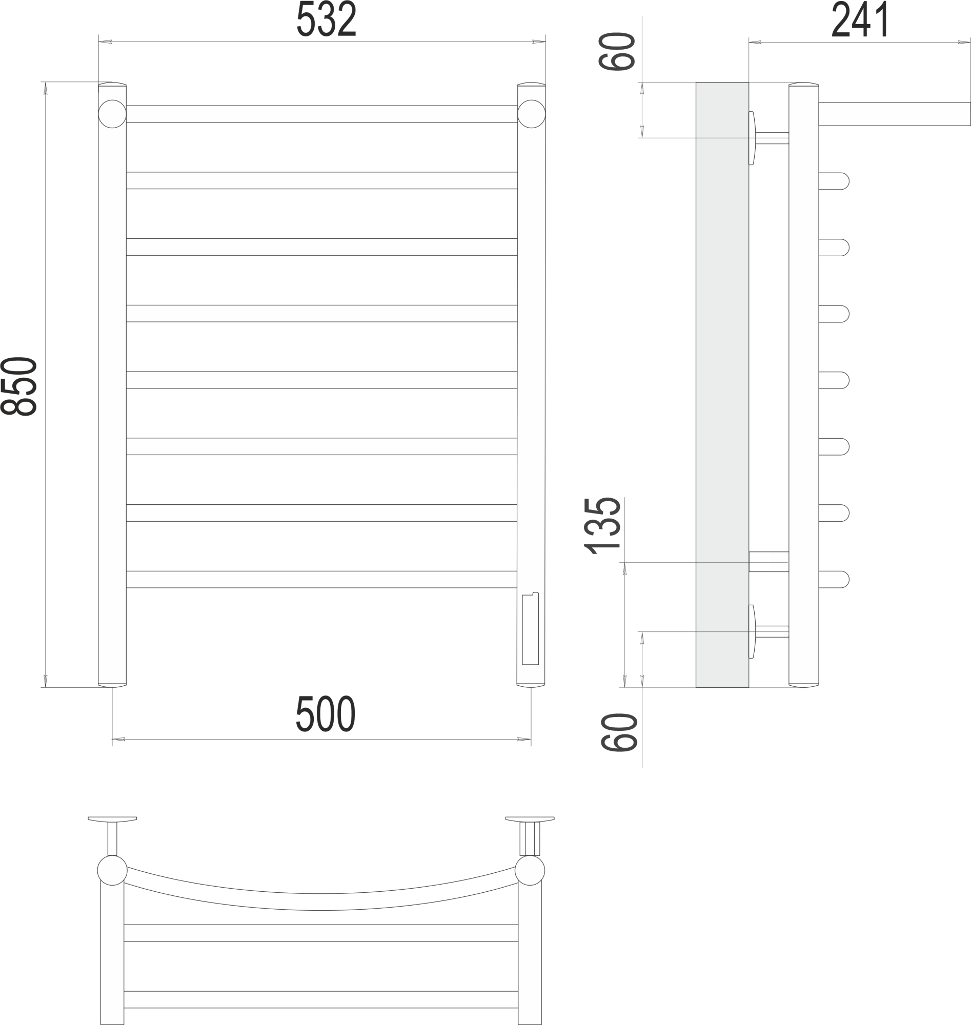 Полотенцесушитель электрический Terminus Классик с полкой П8  50x85 4670078531414 хром