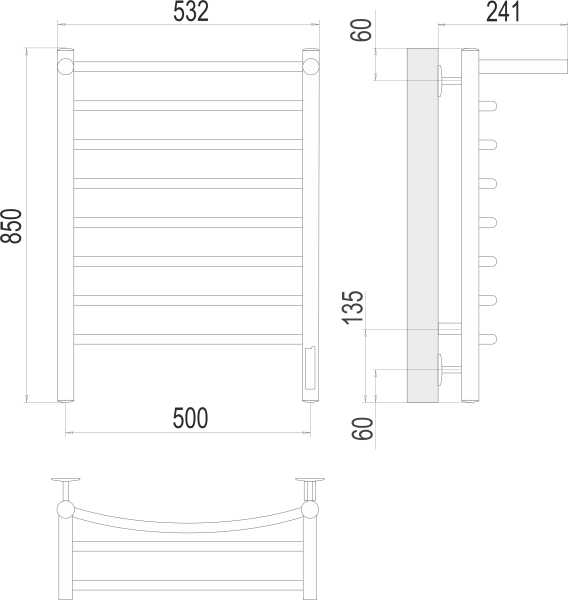 Полотенцесушитель электрический Terminus Классик с полкой П8  50x85 4670078531414 хром