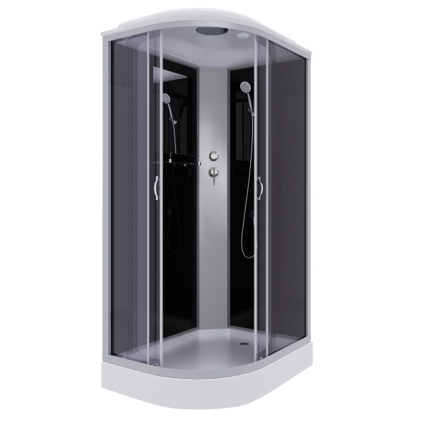 Душевая кабина с крышей Niagara Classic NG-3512-14R асимметричная  120x80 стекла тонированные, профиль матовый хром