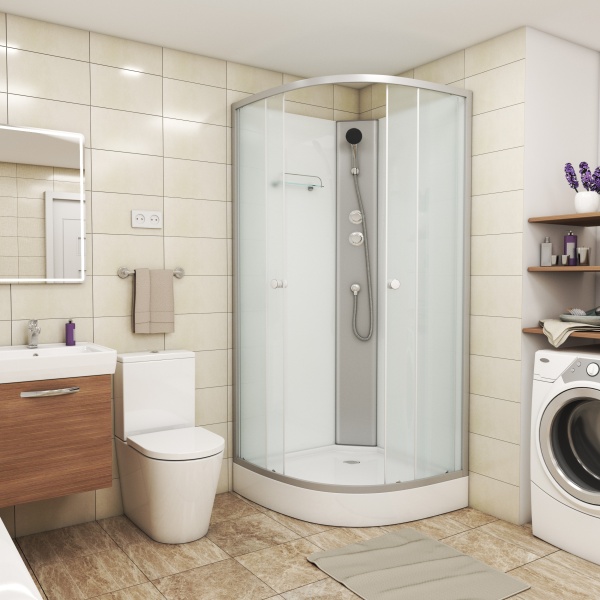Душевая кабина без крыши Niagara Eco NG-4301-14ВК четверть круга  90x90 стекла матовые, профиль матовый хром