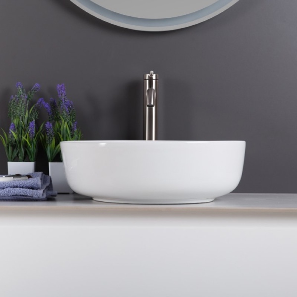 Раковина накладная круглая BelBagno  BB1315 фаянс цвет белый
