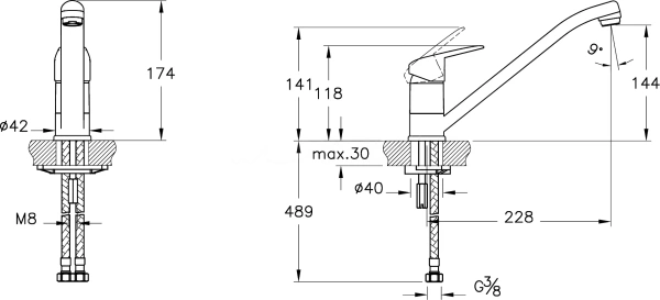 Смеситель для кухни VitrA Flow Round A43429EXP без подключения к фильтру хром