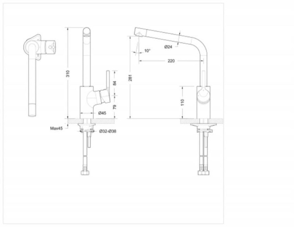 Смеситель для кухни Bravat Palace F7172217CP-1-RUS без подключения к фильтру хром
