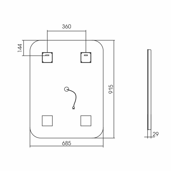 Зеркало для ванной комнаты Vincea  VLM-2A685 70x90 с подсветкой