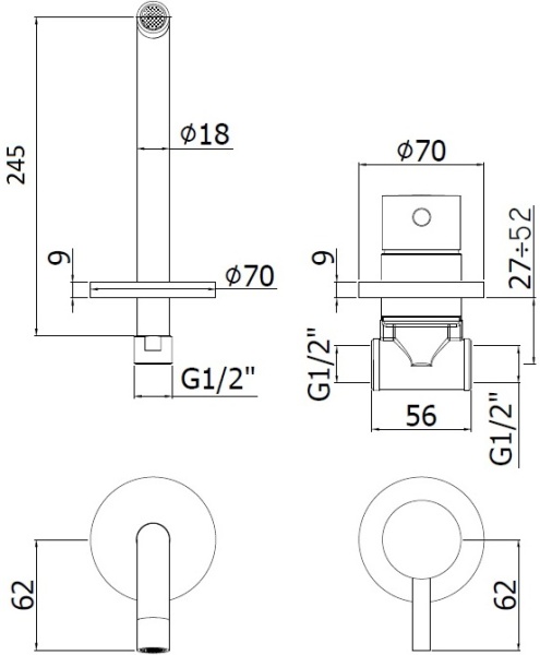 Смеситель для раковины Paffoni Light LIG007NO70 