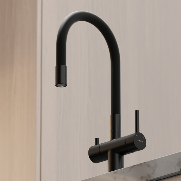 Смеситель для кухни Sancos Lucia SC4004MB с подключением к фильтру матовый черный/черный
