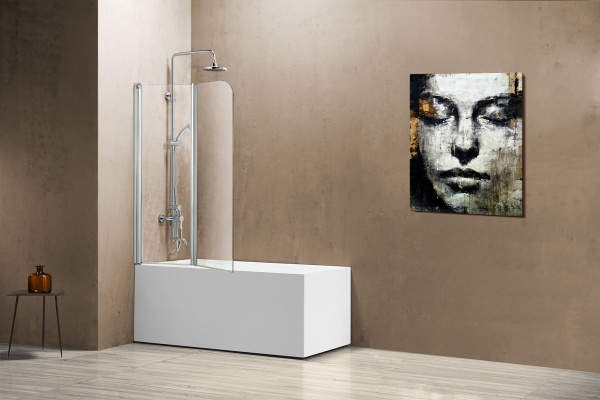 Шторка для ванны распашная  Vincea VSB-12 VSB-12114CL 114 см, стекла прозрачные, профиль хром