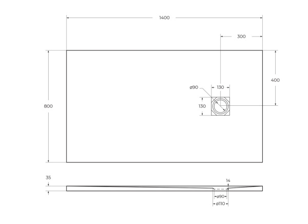 Душевой поддон низкий BelBagno Uno TRAY-MR-UNO-AH-140/80-35-W-NO прямоугольный литьевой мрамор 140x80 белый
