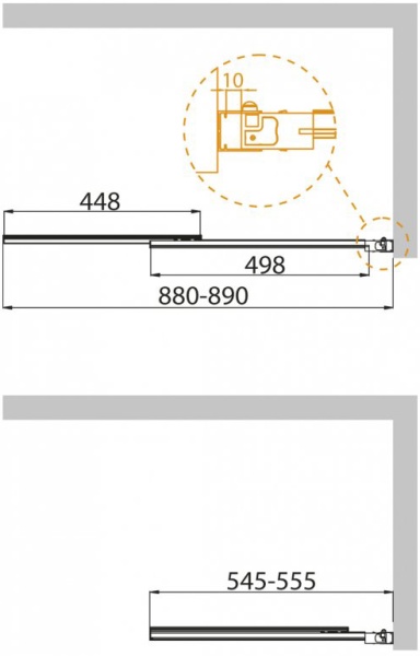 Шторка для ванны распашная раздвижная  Cezares Slider SLIDER-VF-11-90/150-C-Cr 90 см, стекла прозрачные, профиль хром