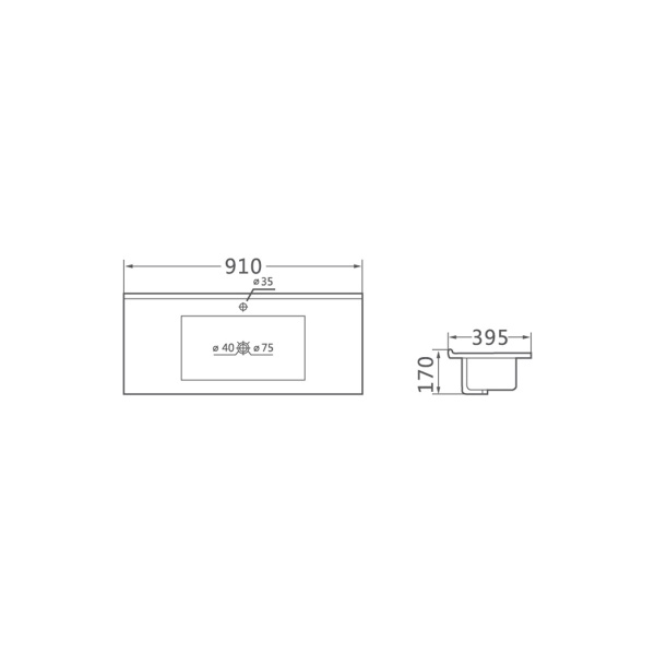Раковина мебельная прямоугольная Vincea  VBS-13990S1 фарфор цвет белый