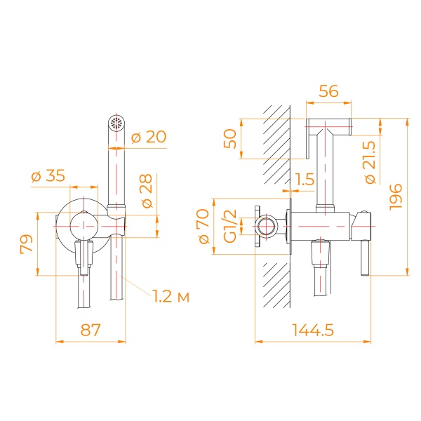 Гигиенический душ RGW Shower Panels 581408211-01 встраиваемый в стену хром