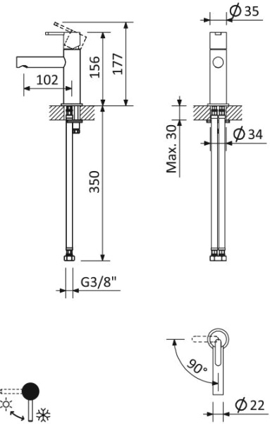 Смеситель для раковины Cezares Leaf LEAF-LSM1-01-W0 хром