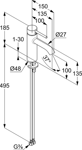 Смеситель для раковины Kludi Bozz 382823976 черный